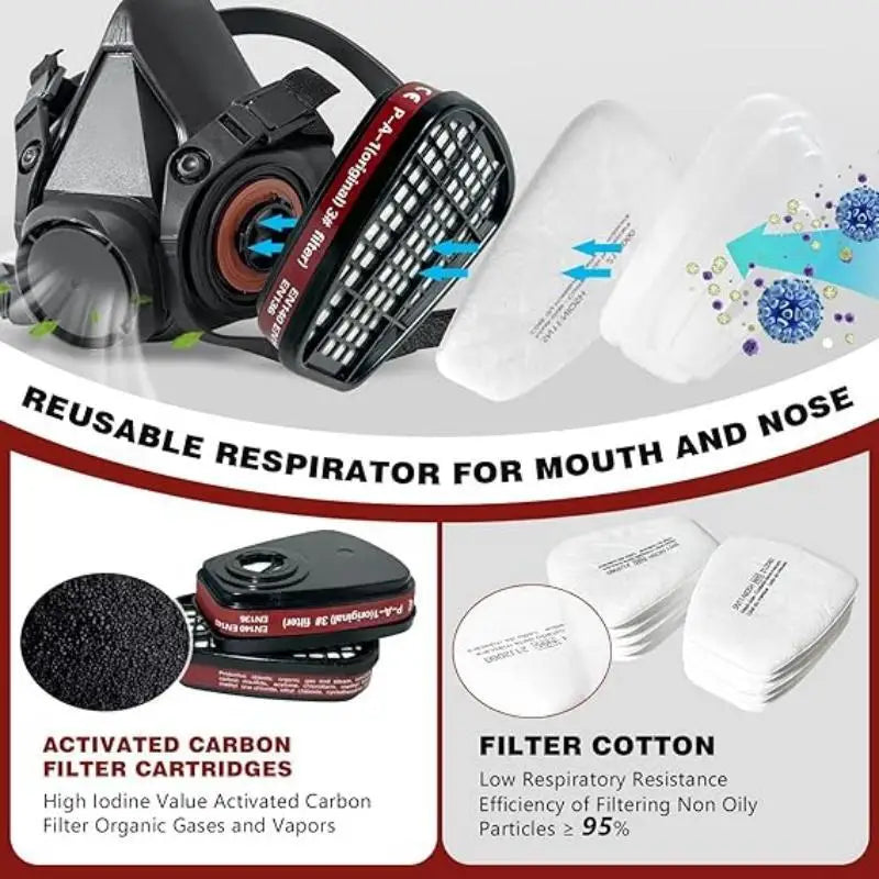 Masque Respiratoire 6200 – Demi-Visage Réutilisable