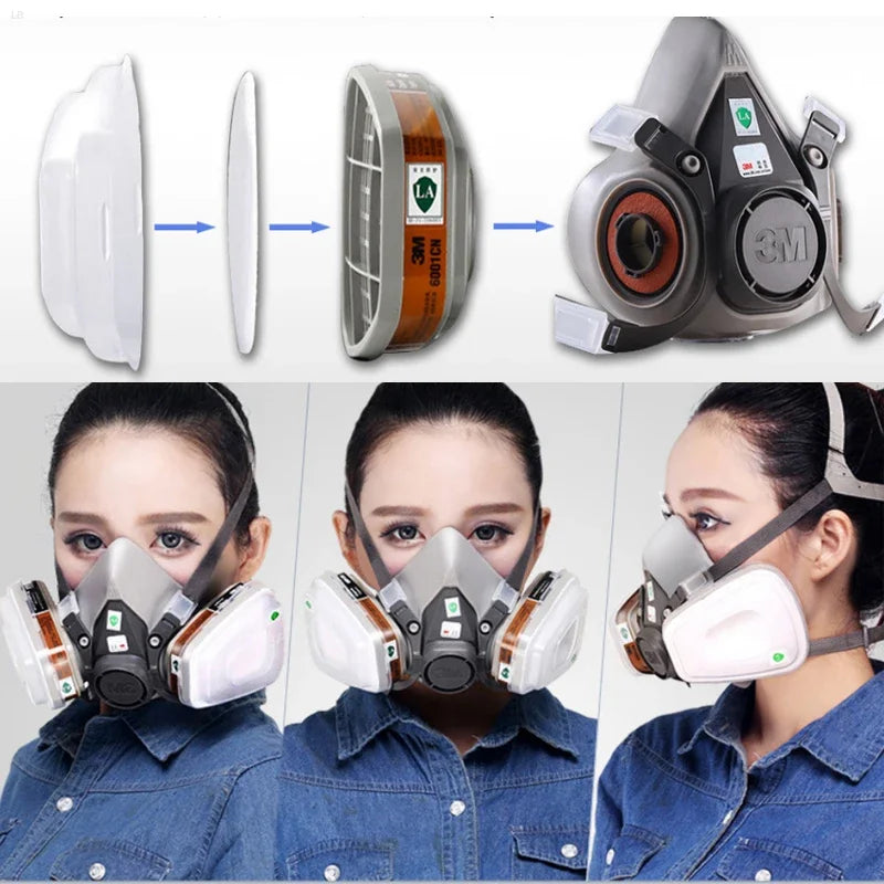  Masque Respiratoire 6200 – Demi-Visage Réutilisable -  Protection contre gaz, vapeurs, poussières et particules fines